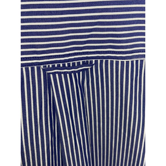 Chaps Easy Care Navy Blue White Striped Button Down Size XXL Dress ShirtB - Picture 4 of 8